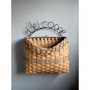 Vintage Woven Basket with Metal ‘welcome’ Arch